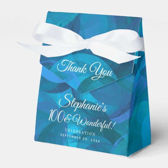 Ocean Blue 100 and Wonderful Birthday Party Favour Box (Front Side)