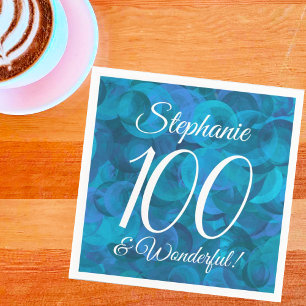 Ocean Blue 100 and Wonderful Birthday Party Napkin