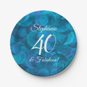 Ocean Blue 40 and Fabulous Birthday Party  Paper Plate