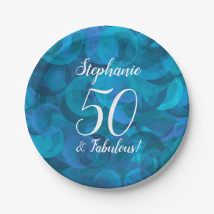 Ocean Blue 50 and Fabulous Birthday Party Paper Plate
