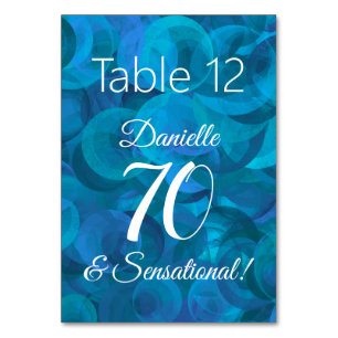 Ocean Blue 70 and Sensational Birthday Party Table Number