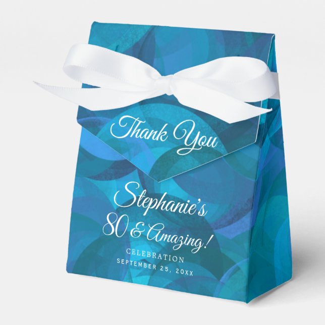 Ocean Blue 80 and Amazing Birthday Party Favour Box (Front Side)