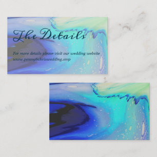 Ocean Blue Abstract Beach Wedding Details Enclosure Card