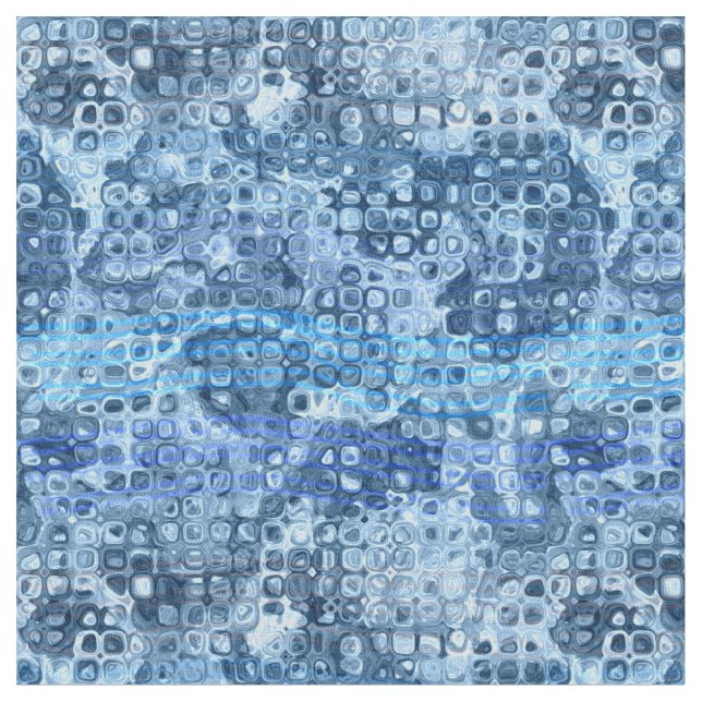 Ocean Blue Abstract Water Pattern Fabric (Close Up)