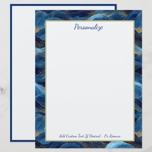 Ocean Blue Abstract Waves – Elegant Coastal Design (Front/Back)