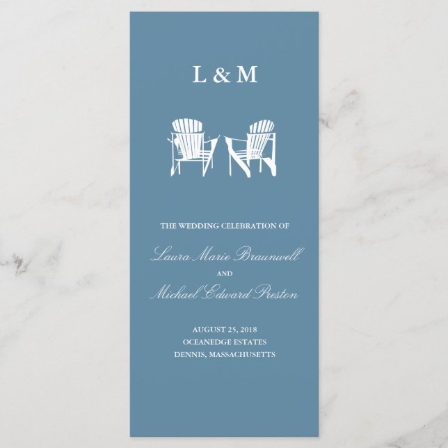 Ocean Blue Adirondack Chairs Ceremony Program Programme (Front)