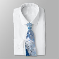 Ocean Blue Agate Glitter Sparkly Neck Tie