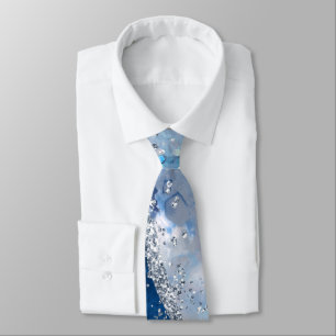 Ocean Blue Agate Glitter Sparkly Neck Tie