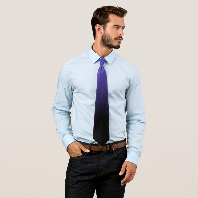 Ocean Blue and Black Ombre Pattern Tie (In Situ)