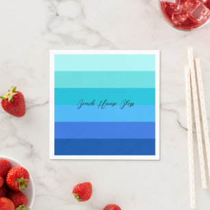 Ocean Blue and Green Striped Paper Napkin