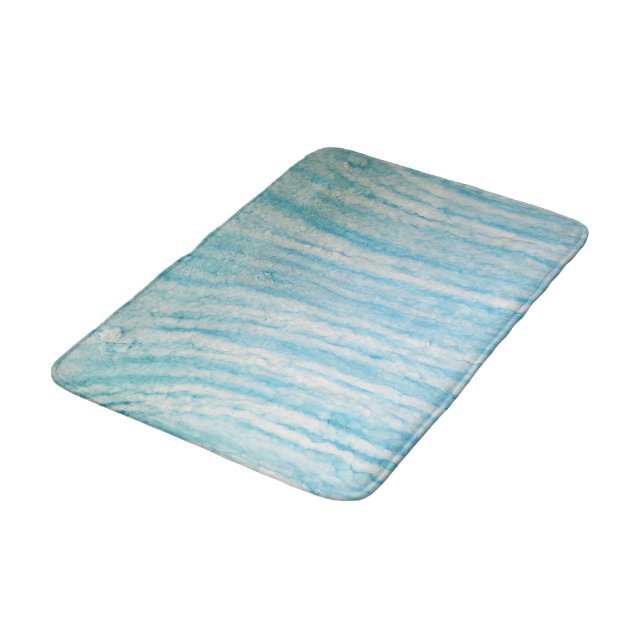 Ocean Blue And White Abstract  Bath Mat (Angled)