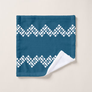Ocean Blue and White Mono Zig Zag Bath Towel Set