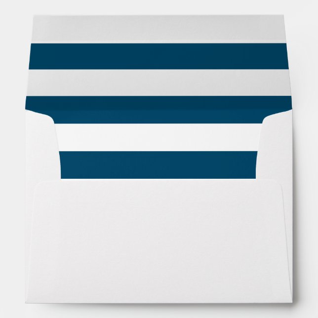 Ocean Blue And White Striped Lined Envelope (Back (Bottom))