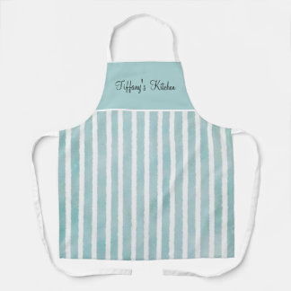 Ocean Blue and White Stripes Apron