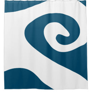 Ocean Blue and White Swirl Wave Shower Curtain