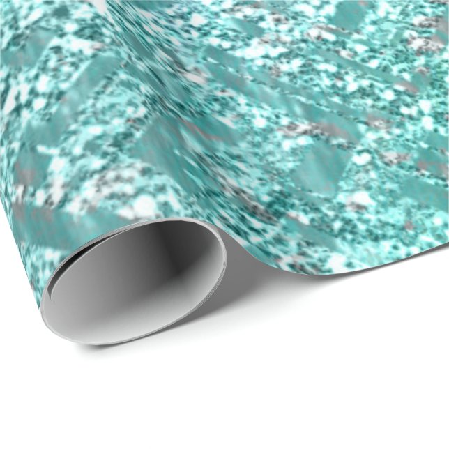 Ocean Blue Aqua Tiffany Metallic Glitter Sparkly Wrapping Paper (Roll Corner)