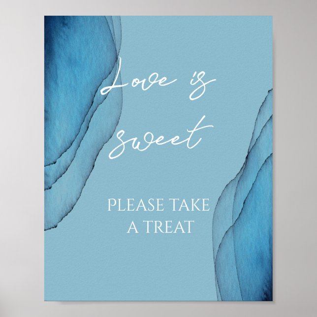 Ocean blue aquamarine love is sweet bridal shower  poster (Front)