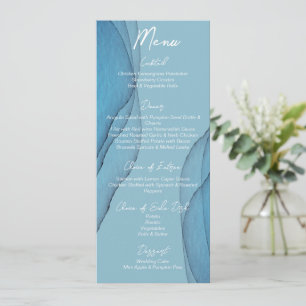 Ocean blue aquamarine watercolor Wedding Menu