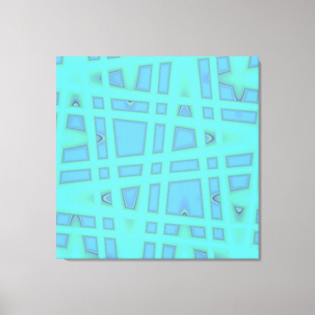 Ocean Blue Baby Blue Modern Geometric Wave Pattern Canvas Print (Front)