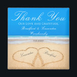 Ocean Blue  Beach Wedding 2 Hearts Sand Magnet<br><div class="desc">This Ocean Blue Beach Wedding 2 Hearts in the Sand Magnet is a perfect wedding favour. Our Blue Hearts on the Beach wedding products are available on a large array of products for the perfect custom beach wedding. Perfect for an ocean cruise wedding, this beach hearts in the sand, ocean...</div>