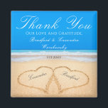 Ocean Blue  Beach Wedding 2 Hearts Sand Magnet<br><div class="desc">This Ocean Blue Beach Wedding 2 Hearts in the Sand Magnet is a perfect wedding favour. Our Blue Hearts on the Beach wedding products are available on a large array of products for the perfect custom beach wedding. Perfect for an ocean cruise wedding, this beach hearts in the sand, ocean...</div>
