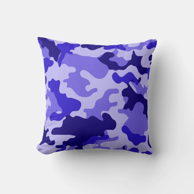 Ocean Blue Camo Throw Pillow (Front)