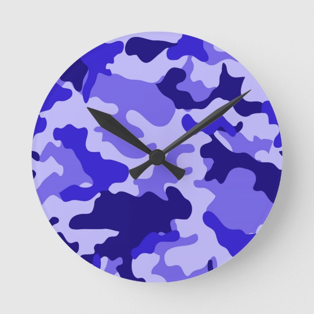 Ocean Blue Camo Wall Clock. Round Clock (Front)