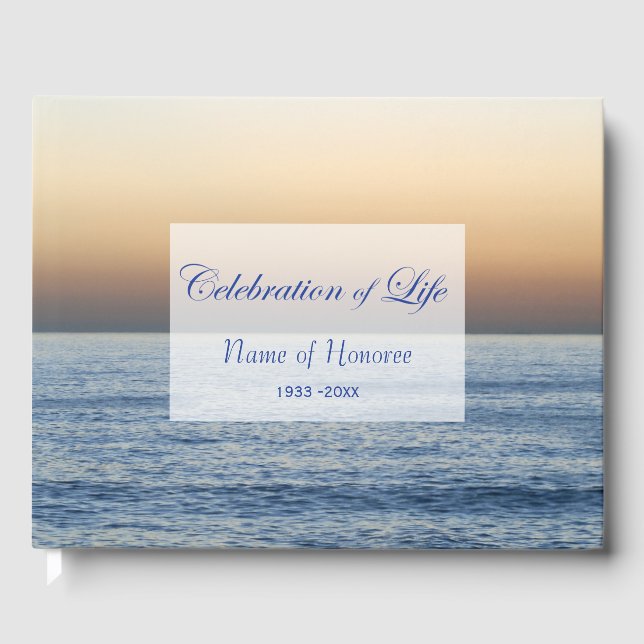 Ocean Blue Celebration of Life Memorial Guest Book (Front)