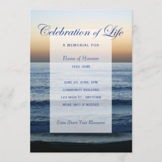 Ocean Blue Celebration of Life Memorial Invitation