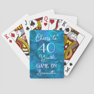 Ocean Blue Cheers to 40 Years Birthday Party Playing Cards