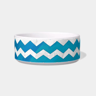 Ocean Blue Chevron Pattern Bowl