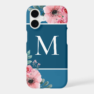 Ocean Blue Colour Block Monogram Floral