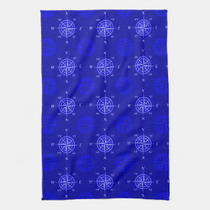 Ocean Blue Compass Rose Tea Towel