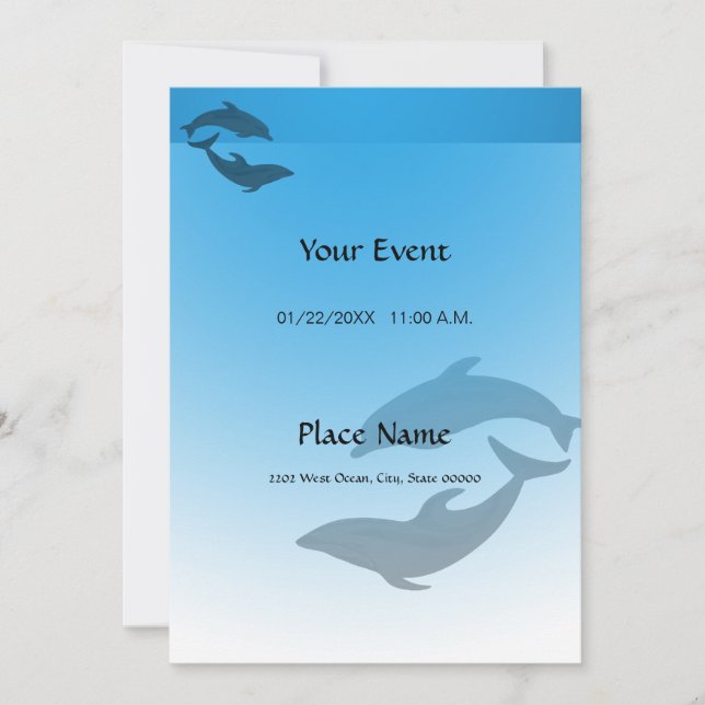 Ocean Blue Dolphin Invitation (Front)
