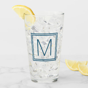 Ocean Blue Framed Monogram Glass