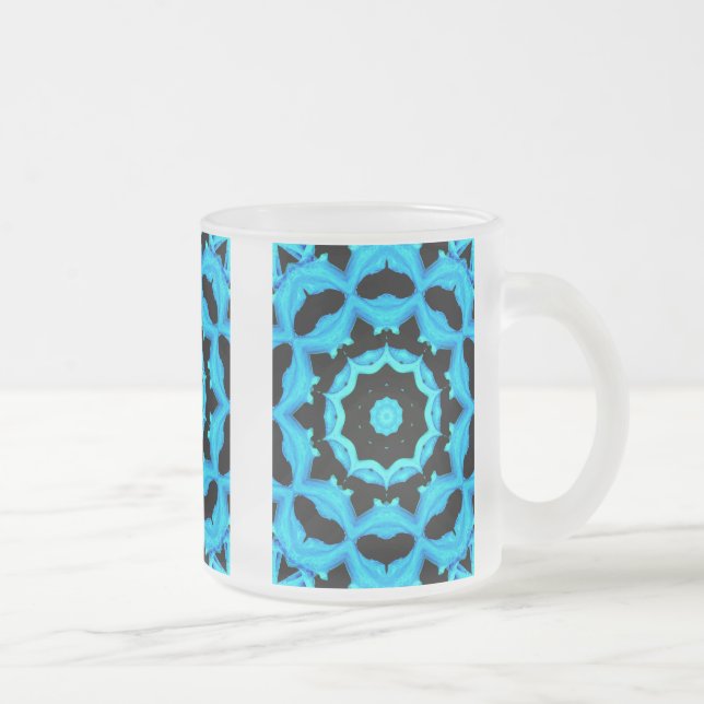 OCEAN BLUE FROSTED GLASS COFFEE MUG (Right)