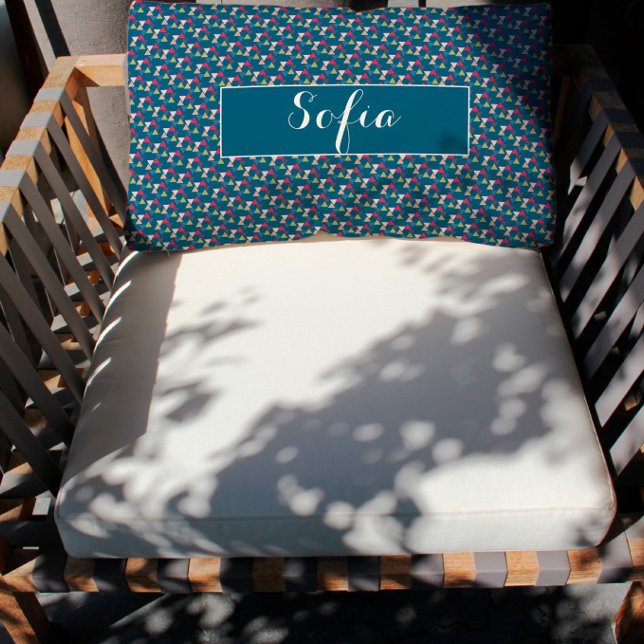 Ocean blue geometric pattern Throw Pillow (Creator Uploaded)
