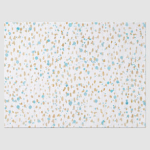 Ocean Blue Gold Sand Dots Tissue Paper