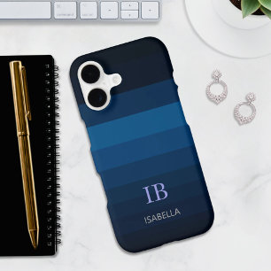 Ocean Blue Gradient Colour Stripes with Monogram