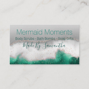 Ocean Blue Green Handmade Bath Bomb Soak Soap Business Card