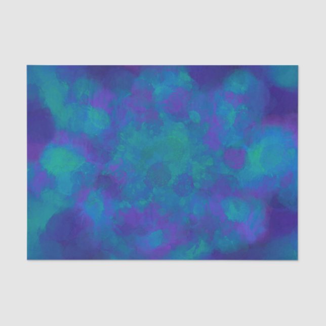 Ocean Blue Green Teal Nautical Watercolor Abstract Tissue Paper (Front)