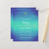 Ocean Blue Green Tropical Palm Wedding Invitation