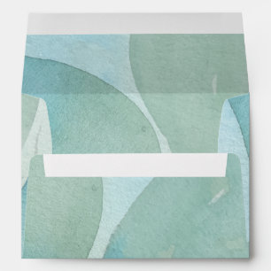 Ocean Blue Green Watercolor Transparent Original Envelope