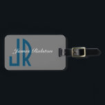 Ocean Blue, Grey & Teal Monogram, Personalise Vs2 Luggage Tag<br><div class="desc">Personalise this Ocean Blue,  Grey & Teal luggage tag with your monogram,  name,  address,  phone and email. This stylish and trendy designed Luggage Tag makes a great gift for him,  dad,  brother,  uncle or friend. Version 2</div>