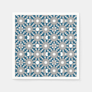 Ocean Blue Grey White Connected Circles Pattern Napkin