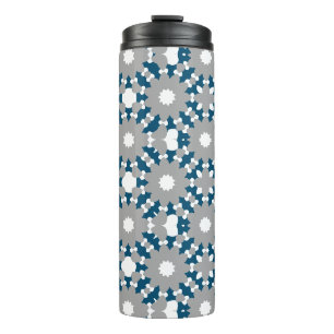 Ocean Blue Grey White Connected Circles Pattern Thermal Tumbler