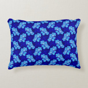 Ocean Blue Honu Turtles Hibiscus Flowers Decorative Cushion
