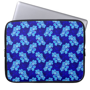 Ocean Blue Honu Turtles Hibiscus Flowers Laptop Sleeve