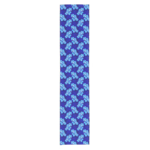 Ocean Blue Honu Turtles Hibiscus Flowers Short Table Runner