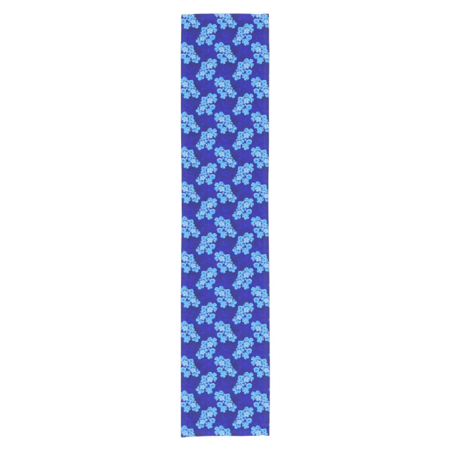 Ocean Blue Honu Turtles Hibiscus Flowers Short Table Runner (Front)